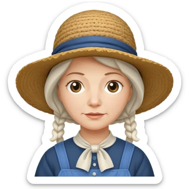 Puritan farmer female middle age white bonnet hat amish sticker