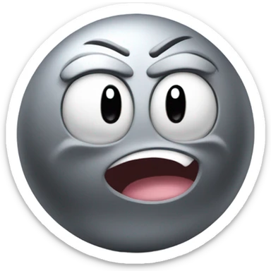 Metal cute mad Kirby Gray ball driving on car wheels with mad eyebrows game sticker