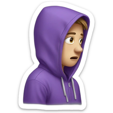 crying European teenager in a purple hoodie, crying sticker