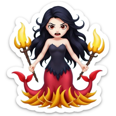 dark angry siren monster, full body sticker