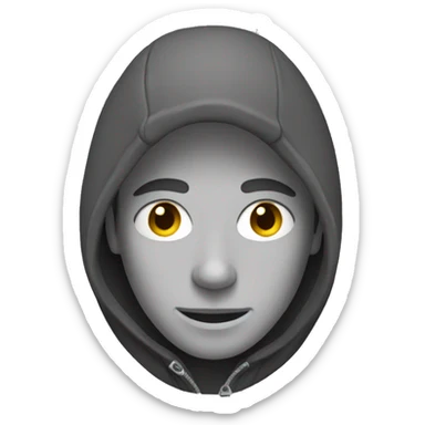 grayscale man in a hooded jacket sticker