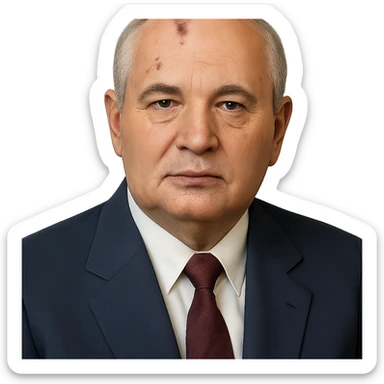 realistic icon of Mikhail Gorbachev, clean and focused, no background sticker