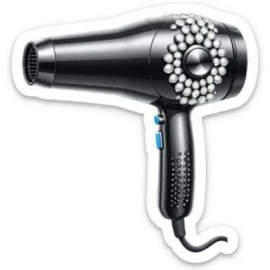black blow dryer covered in diamonds sticker