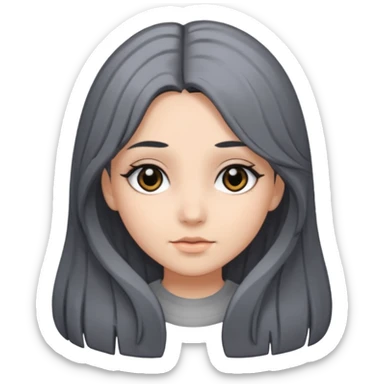 girl with black and gray hair and black eyes and long hair sticker