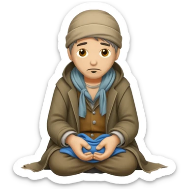 beggar who is also a homeless person poor with damaged clothing sticker