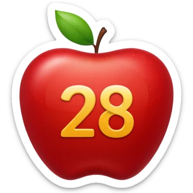 calendar with number 28, red top, apple style emoji sticker