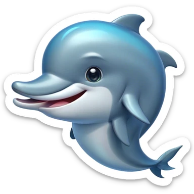 Cinematic Comical Dolphin Portrait Emoji, Head tilted dramatically with an exaggeratedly amused expression, featuring a smooth, dynamic body with wide, comically expressive eyes full of playful disbelief and a quirky, arched dorsal fin, Simplified yet hilariously expressive features, highly detailed, glowing with a slightly sassy oceanic glow, high shine, dramatic yet playful, stylized with an air of cheeky marine mischief, soft glowing outline, capturing the essence of a meme-worthy dolphin that looks ready to leap its way into viral fame! sticker