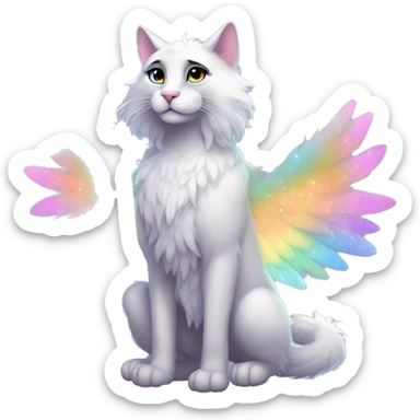 Furry, sparkle, iridescent, colorful, pastel, edgy, cool, fantasy beautiful, divine, godly, angelic, animal, anthro, full body, fursona, feline sticker