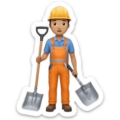 Landscaping company worker, shoveling, full body sticker