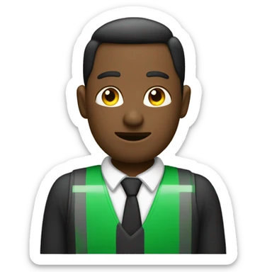 Supervisor. Con chaleco negro y rEflejante verde levantando pulgar mano derecha sticker