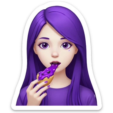 girl with long hair and alternative with eating disorder purple food sticker