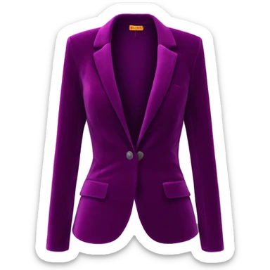 Realistic isolated open purple wine color velvet feminine fashion blazer jacket.  sticker