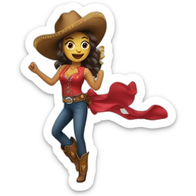 dancing salsa girl cowboy sticker