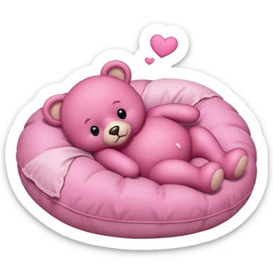 Pink teddy bear sleeping on a pillow  sticker