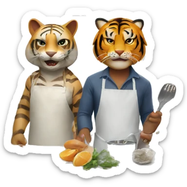 Shark and tiger in the kitchen sticker
