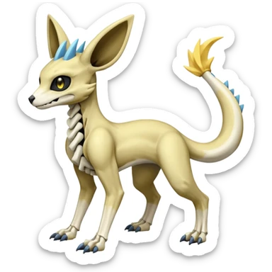 Skeletal-Manectric-Electrike-Lucio-Cubone-Umbreon-Marowak-Draco-Fakémon-hybrid-creature (full body), 4 legs sticker
