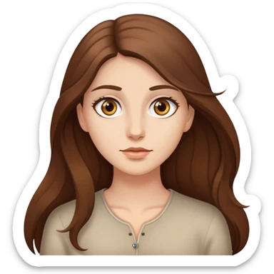 Femme à la peau claire et aux yeux marron. Elle a les cheveux long et de couleur châtain. Elle cherche quelque chose  sticker