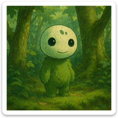 a whimsical forest spirit in ghibli style sticker
