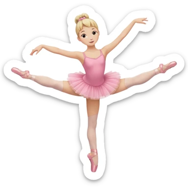 aestethic blonde girl doing ballet, with a pink tutu, bun, with a leg on the floor, and the other one in the air sticker