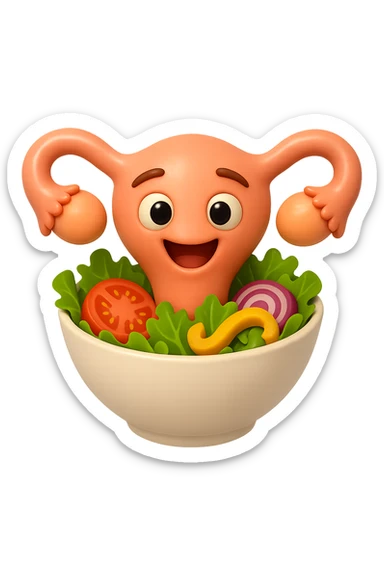EMOJI STILE IPHONE 3D DI un utero che esce da una bowl di insalata sticker