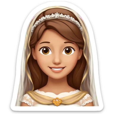 White tanned skin bride with brown hair with a chin on her face sticker