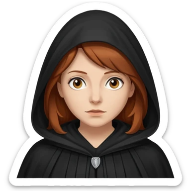 A white woman with brown/auburn hair robed like she's a Traitor in the tv show The Traitors sticker
