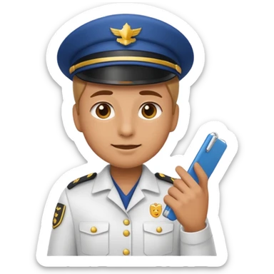 create a realistic emoji of a packaging person with a protocol in his hand writing something down. sticker