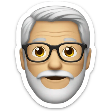 older man with gray hair and a beard wearing hipster glasses sticker