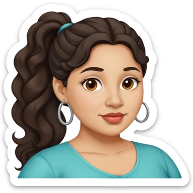  plus size light skin latino women with wavy dark hair in pony tail flat wide nose  sticker