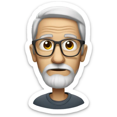 Bearded skinny old man with glases, skinnier, grey beard, longer hair, grumpy, skinierrr sticker