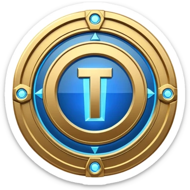 Futuristic anniversary medal badge, circular emblem with embossed Roman numeral I, metallic gold finish with electric blue glow accents, subtle outer energy ring, sci-fi web3 game UI style, polished 3D game asset, dark background, centered composition, high detail sticker
