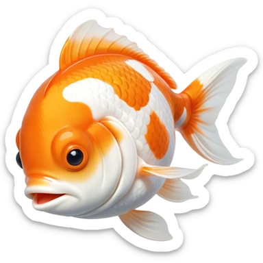 Meme-Worthy Cute Sleeping Orange and White Goldfish Portrait Emoji, Head resting peacefully with a contented smile, showcasing a streamlined, graceful body with a luxuriously soft blend of orange and white, eyes closed in a serene, floating nap, Simplified yet hilariously adorable features, highly detailed, glowing with a soft, drowsy light, high shine, relaxed and utterly lovable, stylized with an air of playful laziness, bright and heartwarming, soft glowing outline, capturing the essence of a comically sleepy goldfish, so meme-worthy it feels like it could instantly become the next viral sensation of adorable slumber! sticker