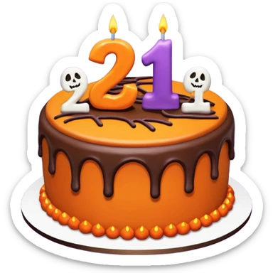 Halloween birthday cake with number 21 on it sticker