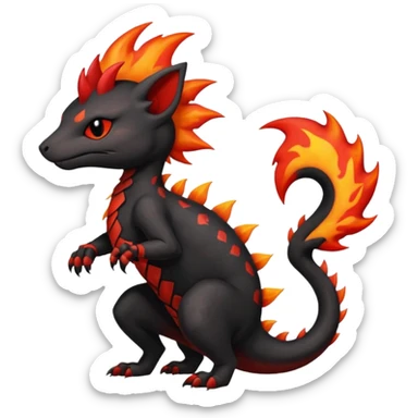 Fiery gothic evil black and red salandit-Liten-torracat with a red Mohawk  sticker