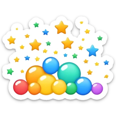 A playful cartoon-style progress bar filling up, with soft, rounded edges and a bubbly animation effect. As it reaches the max level, small stars or confetti pop out, making it feel fun and engaging sticker