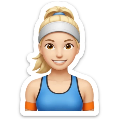 sporty woman cartoon emoji style front view sticker