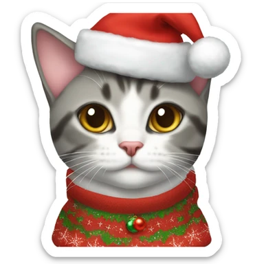 Domestic shorthair cat wearing Christmas outfit  sticker