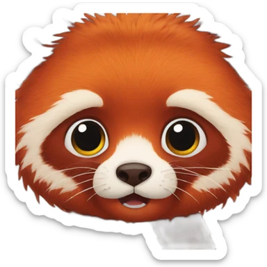 Fluffy red panda scared afraid sticker