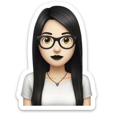Standing-white-goth-girl-dark-hair-with-glasses sticker