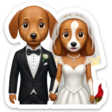 A female dachshund and a male beagle getting married   sticker