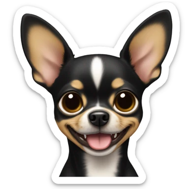 Black snd tan, with no other color of fur, Chihuahua smiling sticker