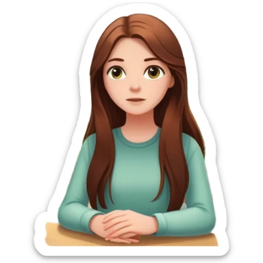 white girl with long brown hair gazing out a sunny window, surrounded by houseplants sticker