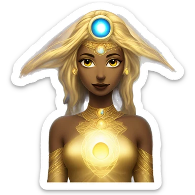 Pleiadian radiant diva woman female golden third eye sticker