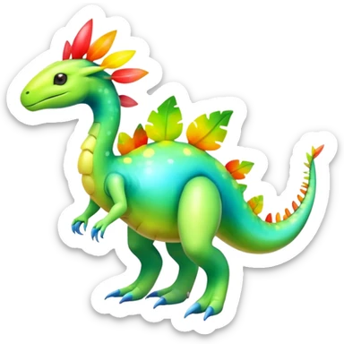 Shiny Exotic Colorful Meganium-Amaura-Aurorus-Fakémon-hybrid-creature (full body)  sticker