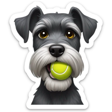 Full body schnauzer tennis ball in mouth sticker