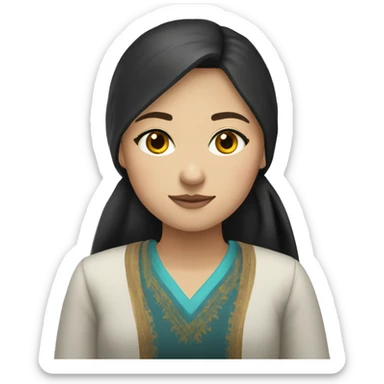 Kazakh-student-girl-black eyes-national clothes sticker