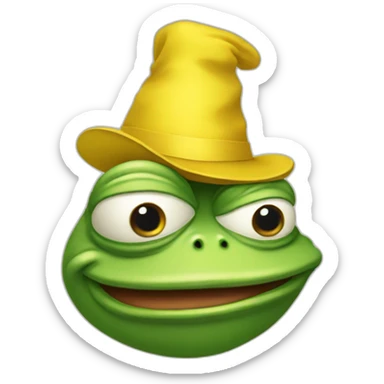 pepe the frog wearing a yellow party hat sticker