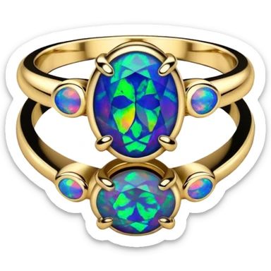 14k gold ring with a color shifting natural black opal sticker