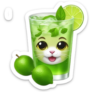 Cat drink mojito  sticker