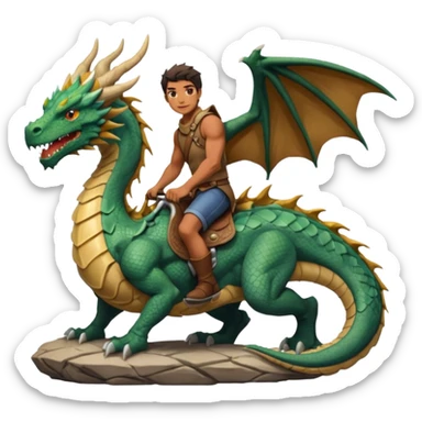 man riding earth elemental dragon sticker